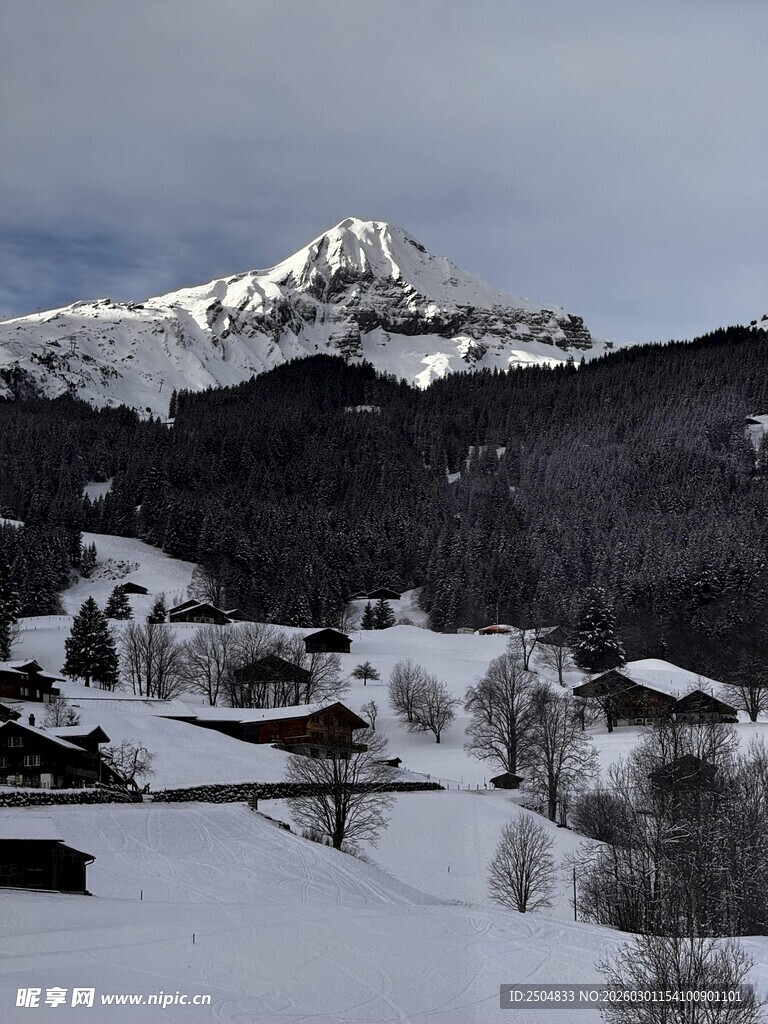 冬日山村雪景风光