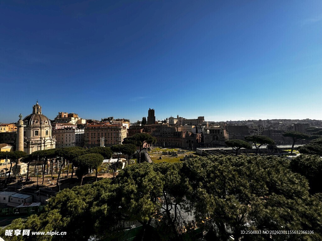 城市与绿树相映的美丽景观