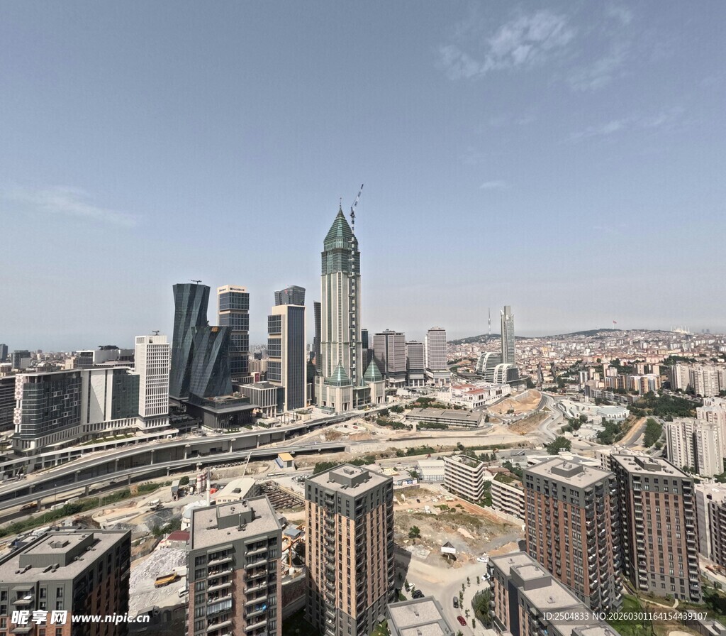 城市高空俯瞰繁华建筑群