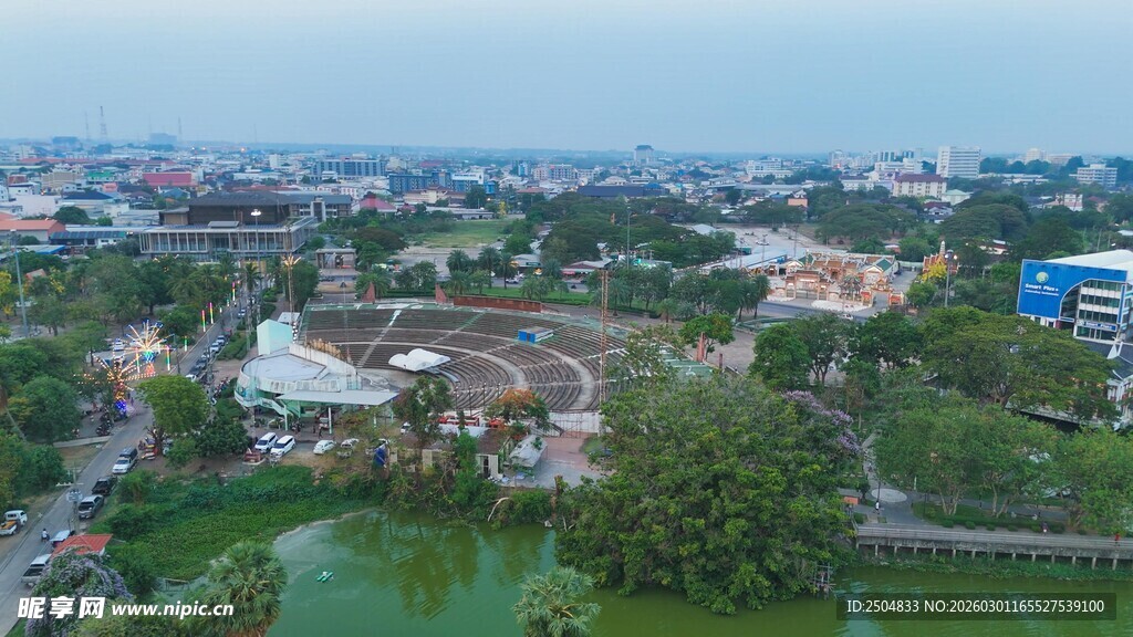 城市公园景观鸟瞰