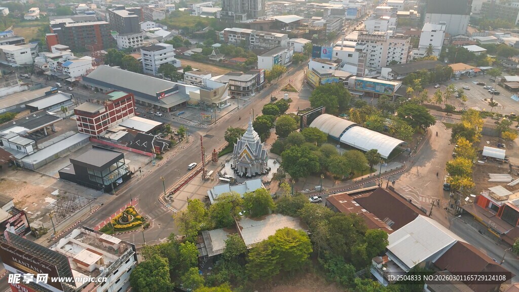 城市俯瞰 多样建筑与道路景观