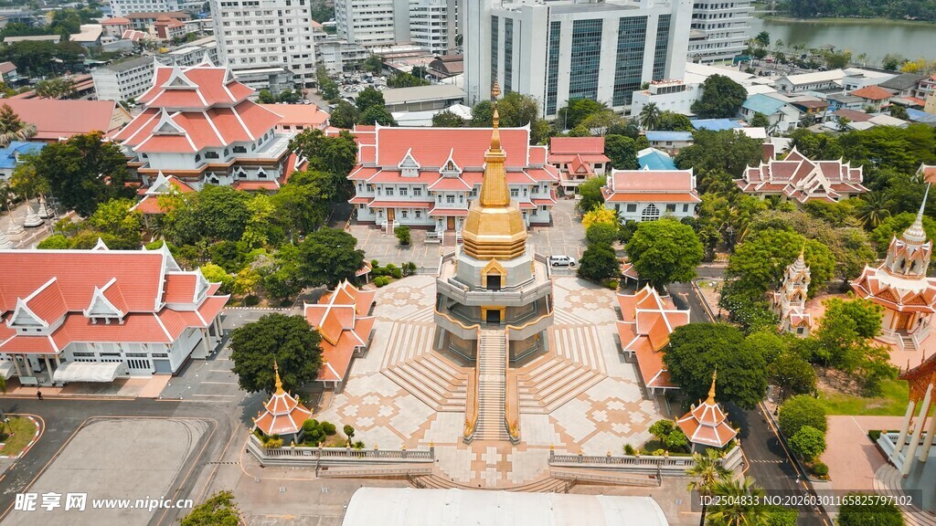 俯瞰东南亚风格建筑景观