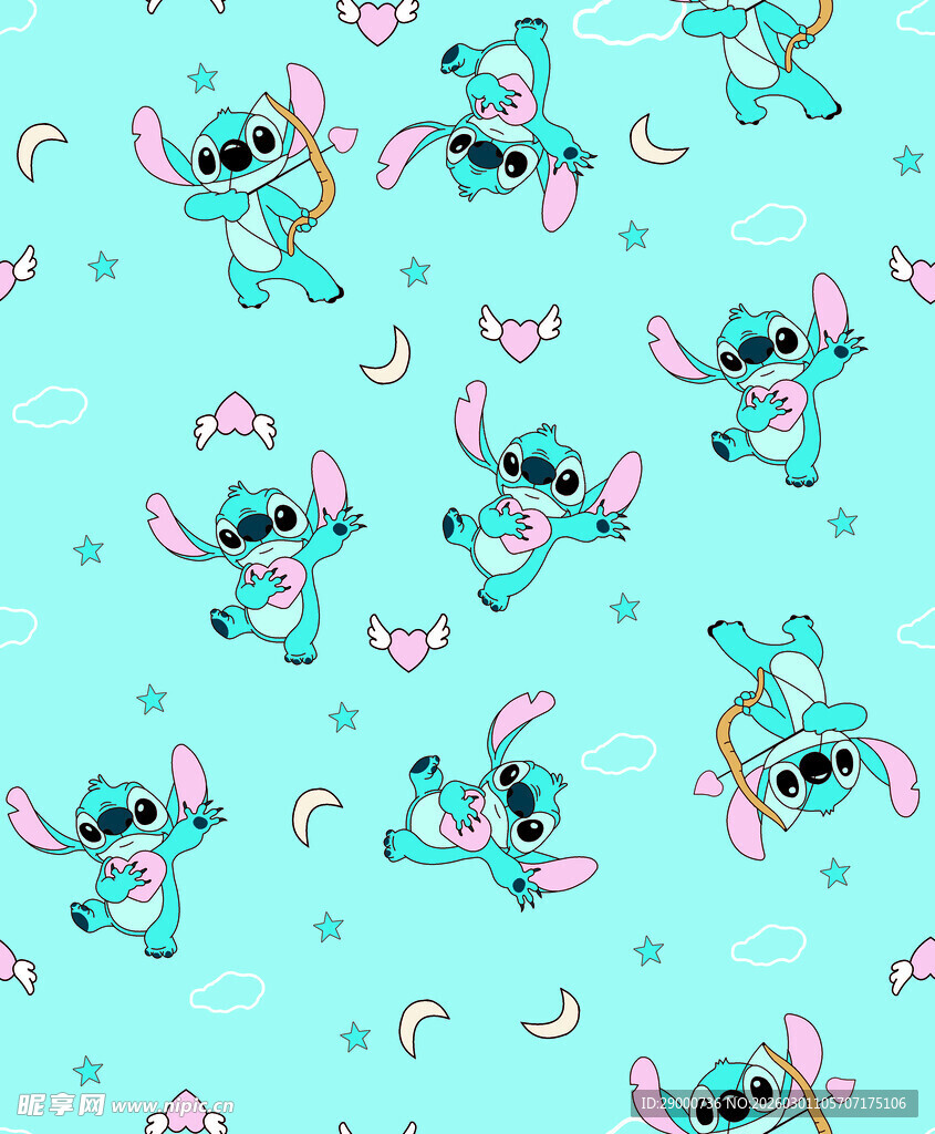 史迪奇爱心图案可爱背景