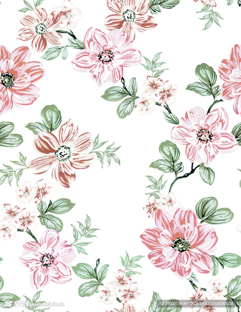 手绘粉色花卉图案背景