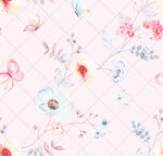 粉色花卉蝴蝶梦幻图案