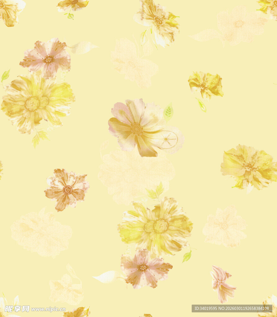 淡黄色花卉图案背景