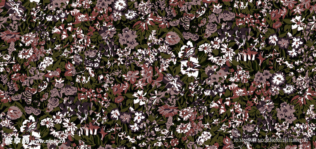 复古花卉图案布料纹理