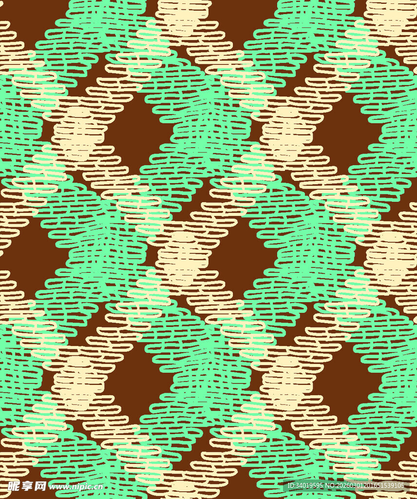 绿棕交织几何图案纹理