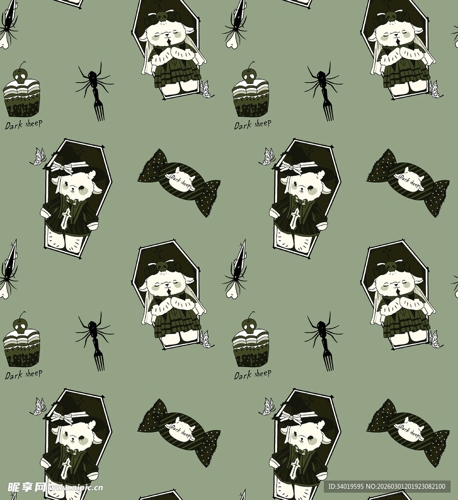 熊猫海盗主题无缝图案