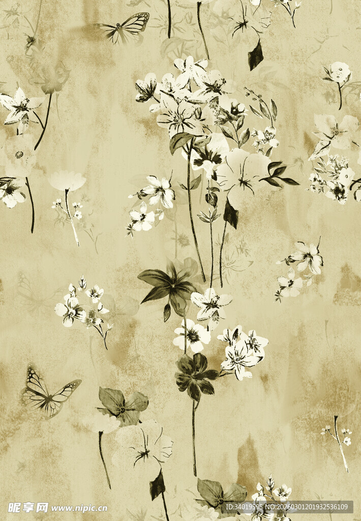 中式花卉壁纸图案