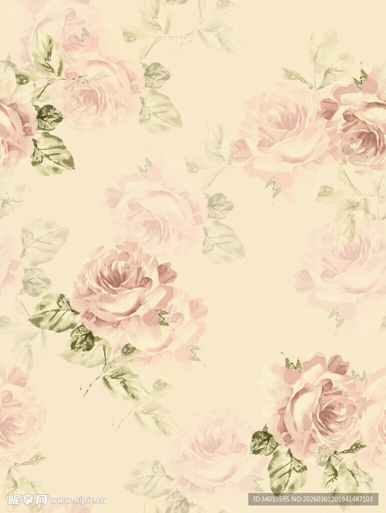 淡粉色花卉图案背景