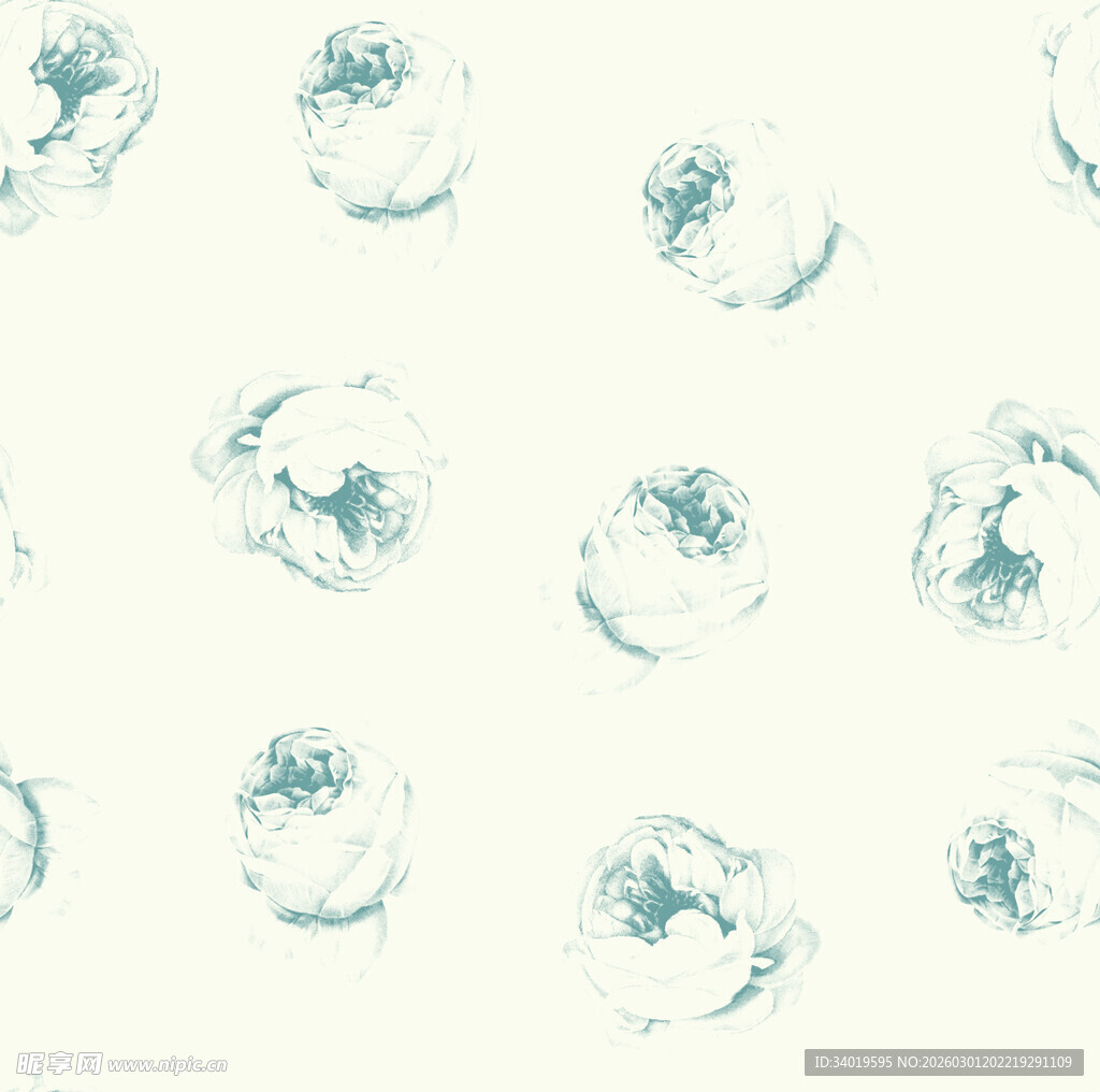 蓝白水彩花卉图案背景