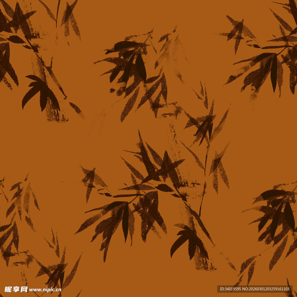 棕底墨竹图案