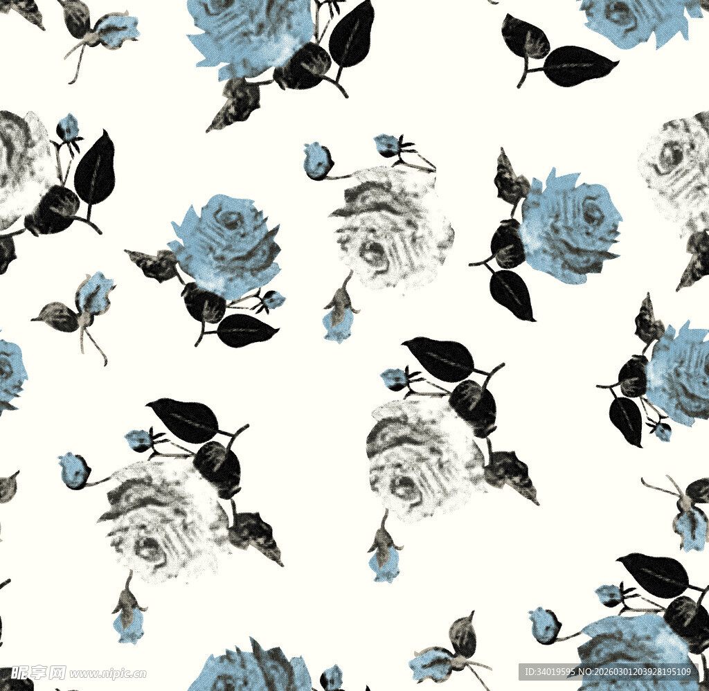 蓝白花卉图案背景