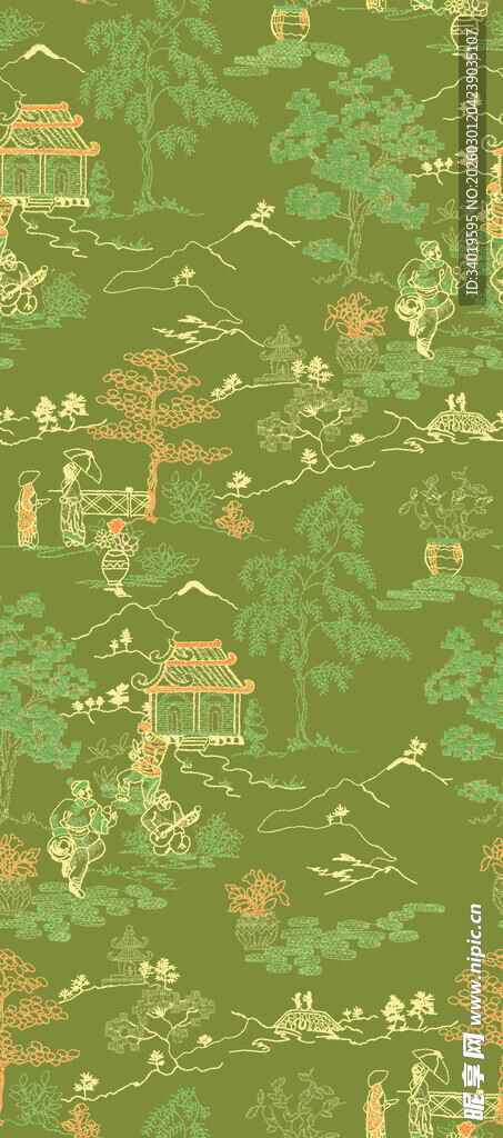 复古绿色迷彩花纹图案