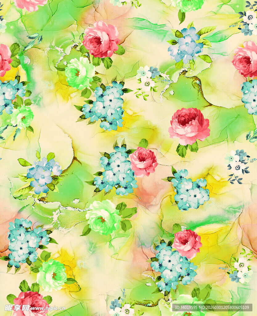 清新花卉图案布料纹理