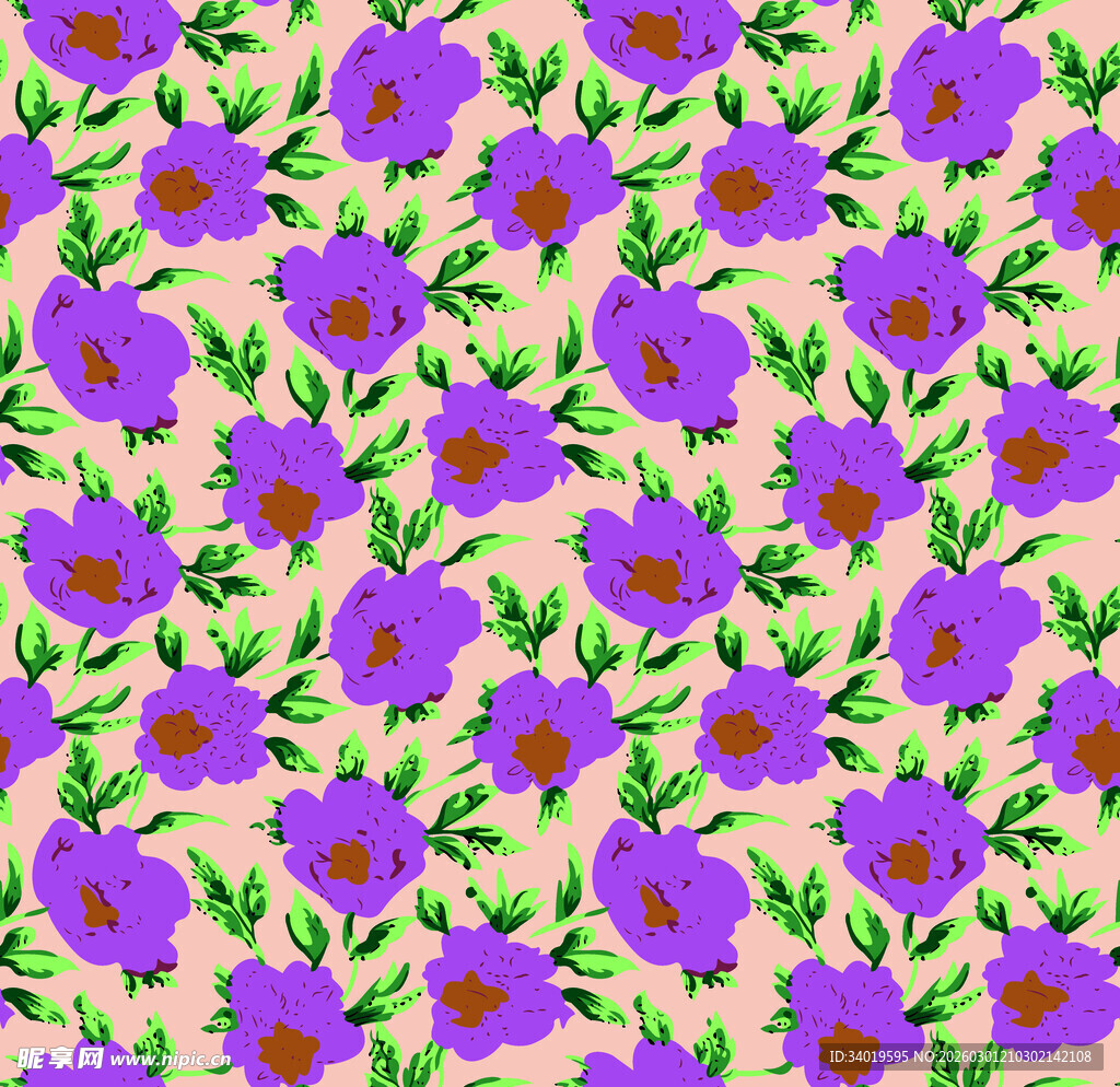 紫色花卉图案背景纹理