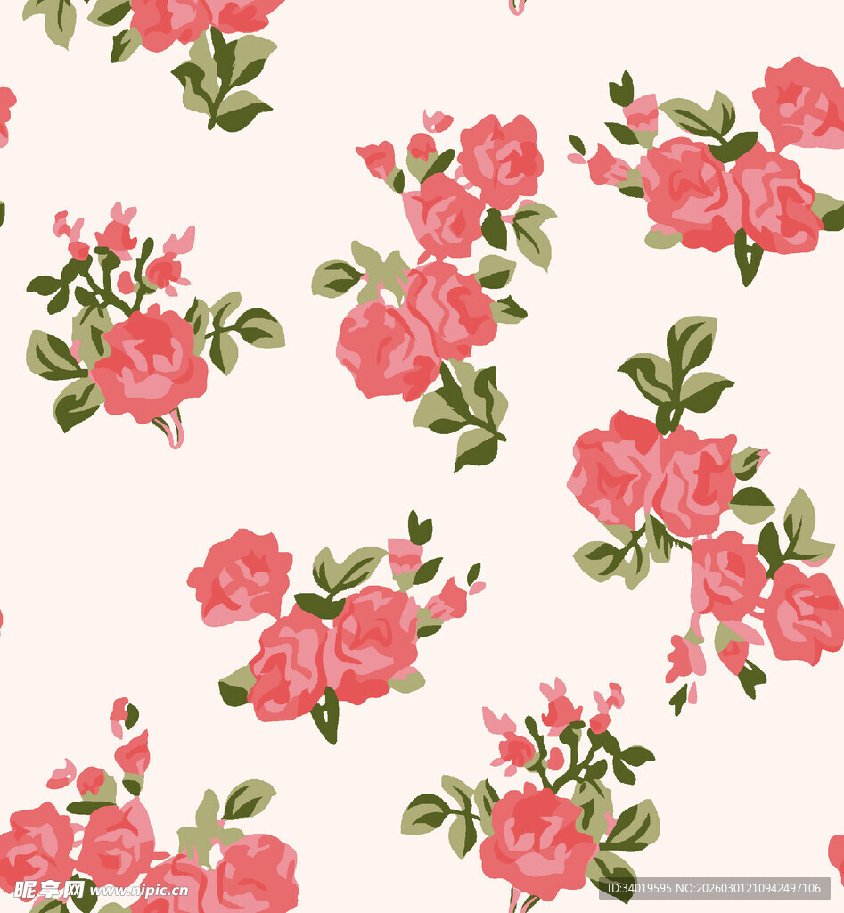 粉色花卉无缝图案背景