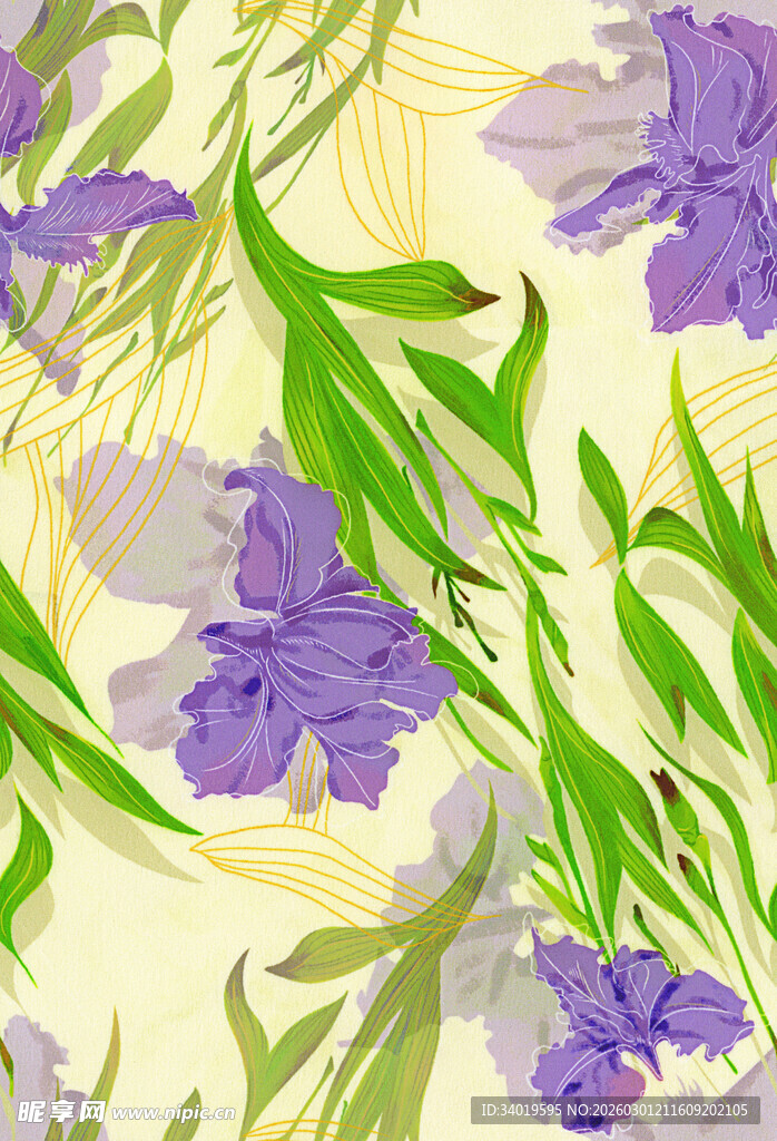 紫色鸢尾花卉图案背景
