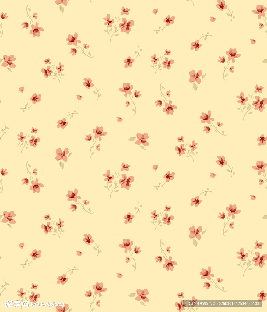 小碎花淡黄色花卉图案