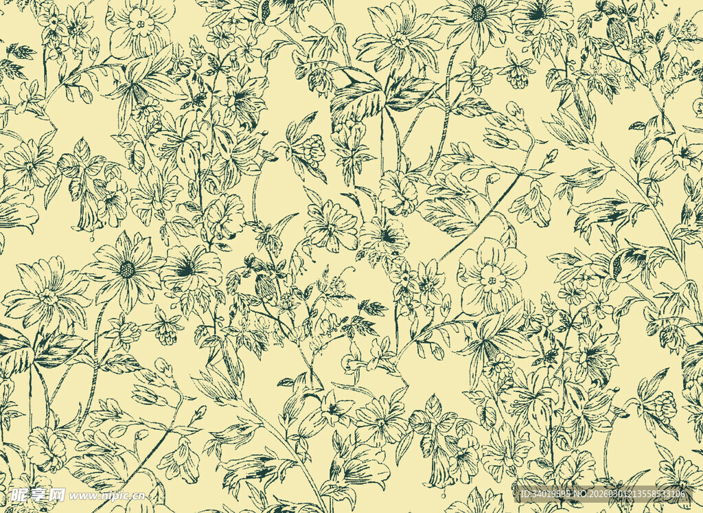 复古植物花纹背景图案