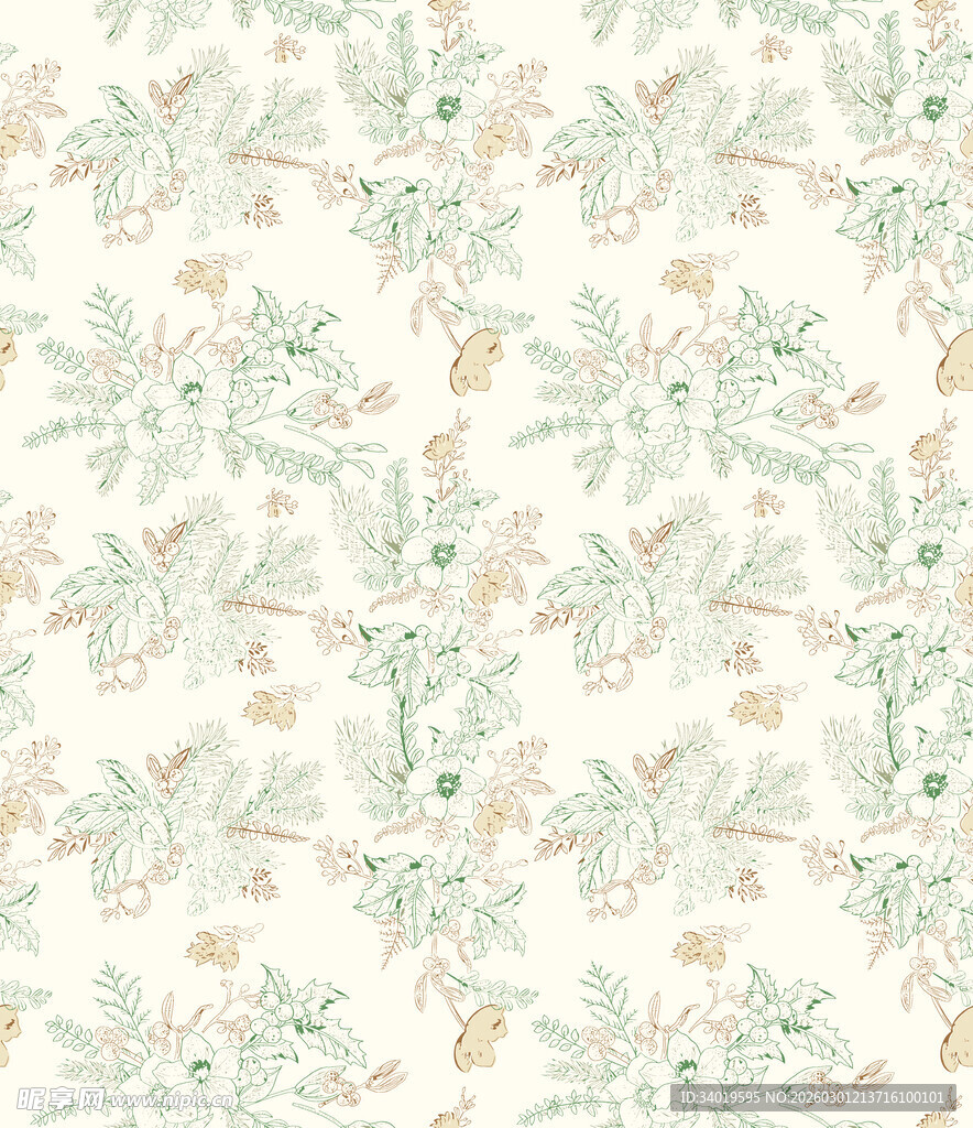 清新花卉图案背景纹理