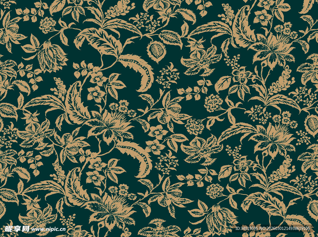 复古金色花卉图案背景