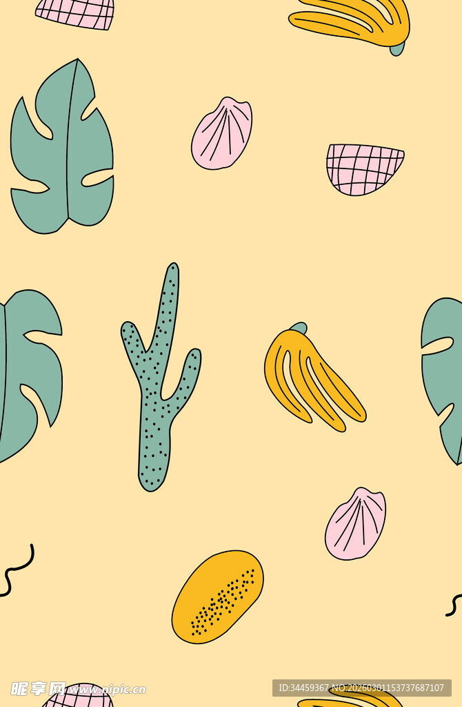 热带植物与水果图案背景