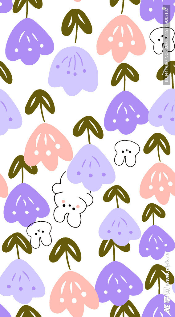 可爱蘑菇图案无缝背景