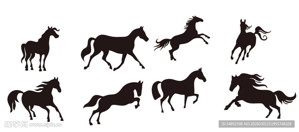 奔腾骏马剪影