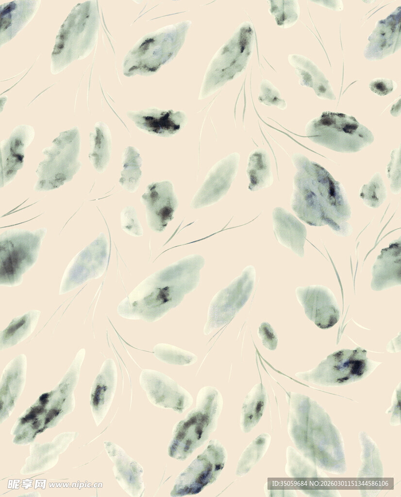 淡彩叶片水彩风