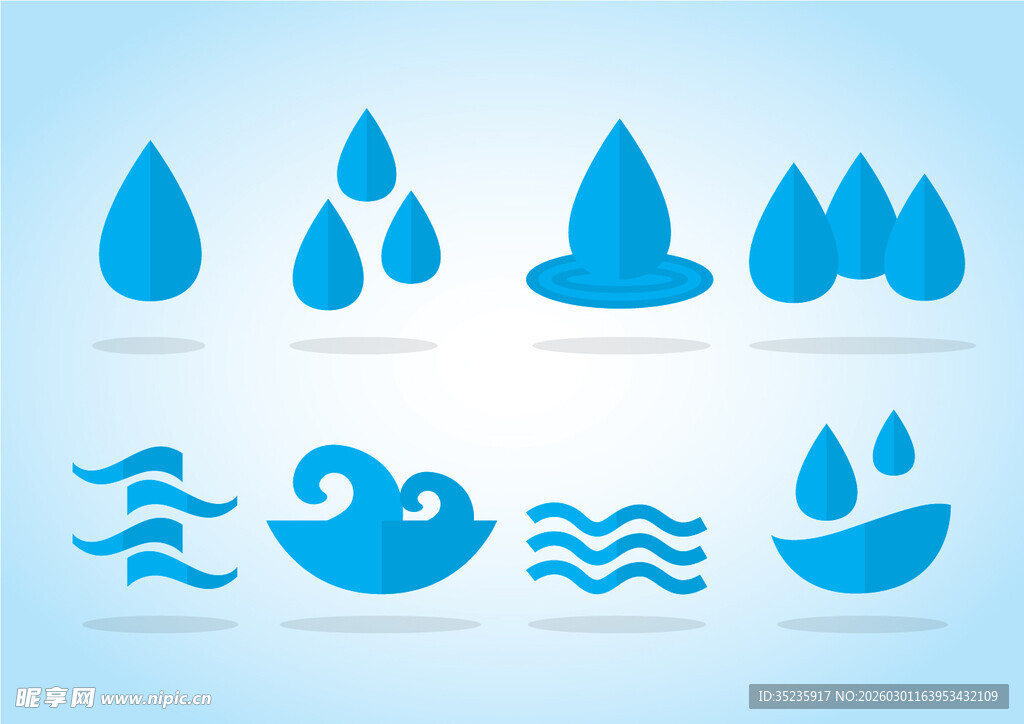 水滴与海洋元素图标