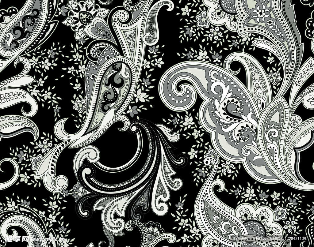 黑白花纹装饰图案