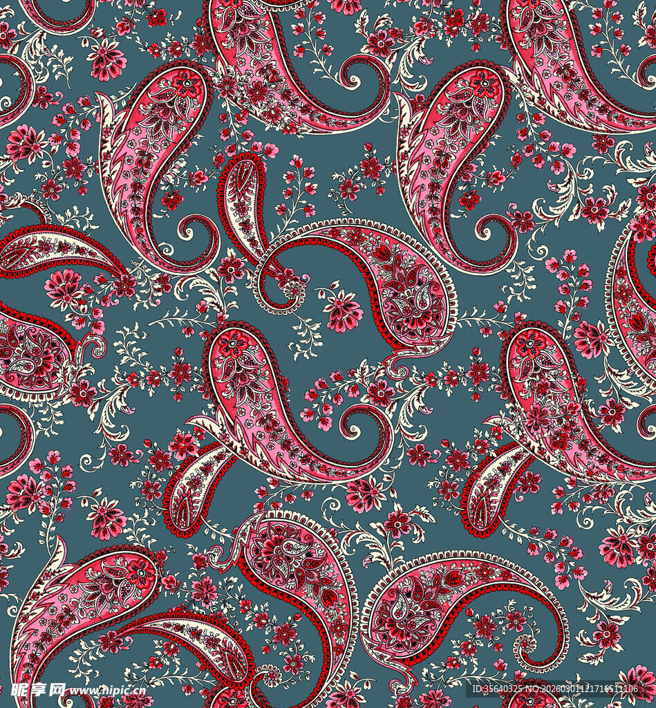 复古佩斯利花纹图案