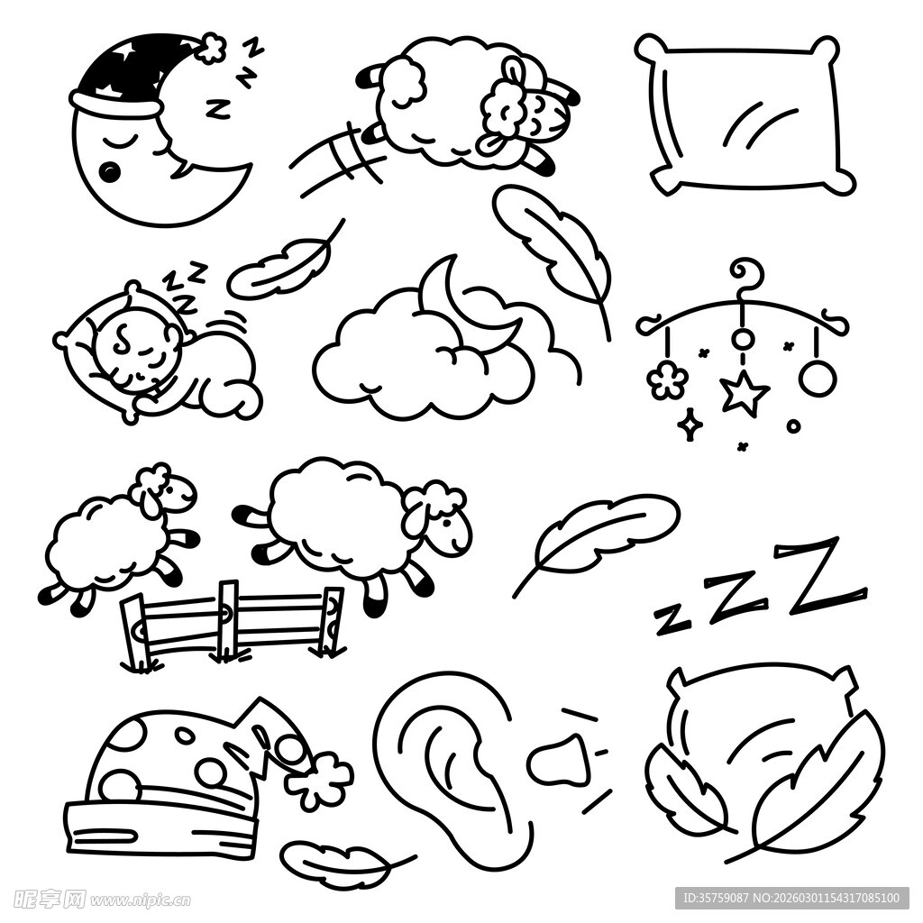 睡眠相关卡通图