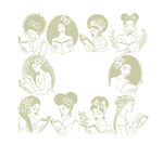 复古风格女性头像插画