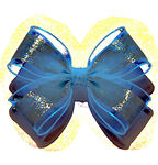 蓝色闪粉网纱蝴蝶结发饰