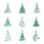 手绘风格绿色圣诞树