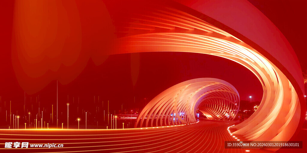 城市隧道光影绚丽景象