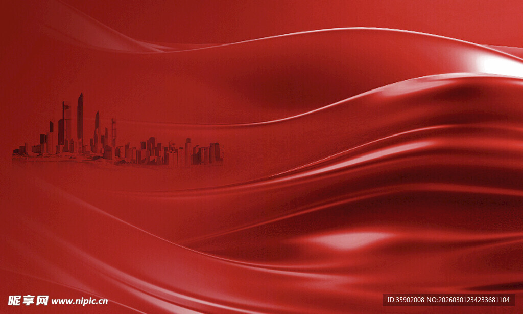 红色动感波纹背景图