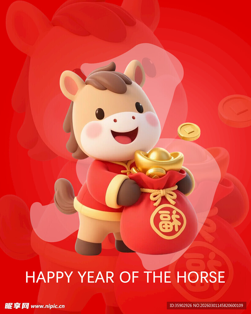 马年贺岁萌马送福