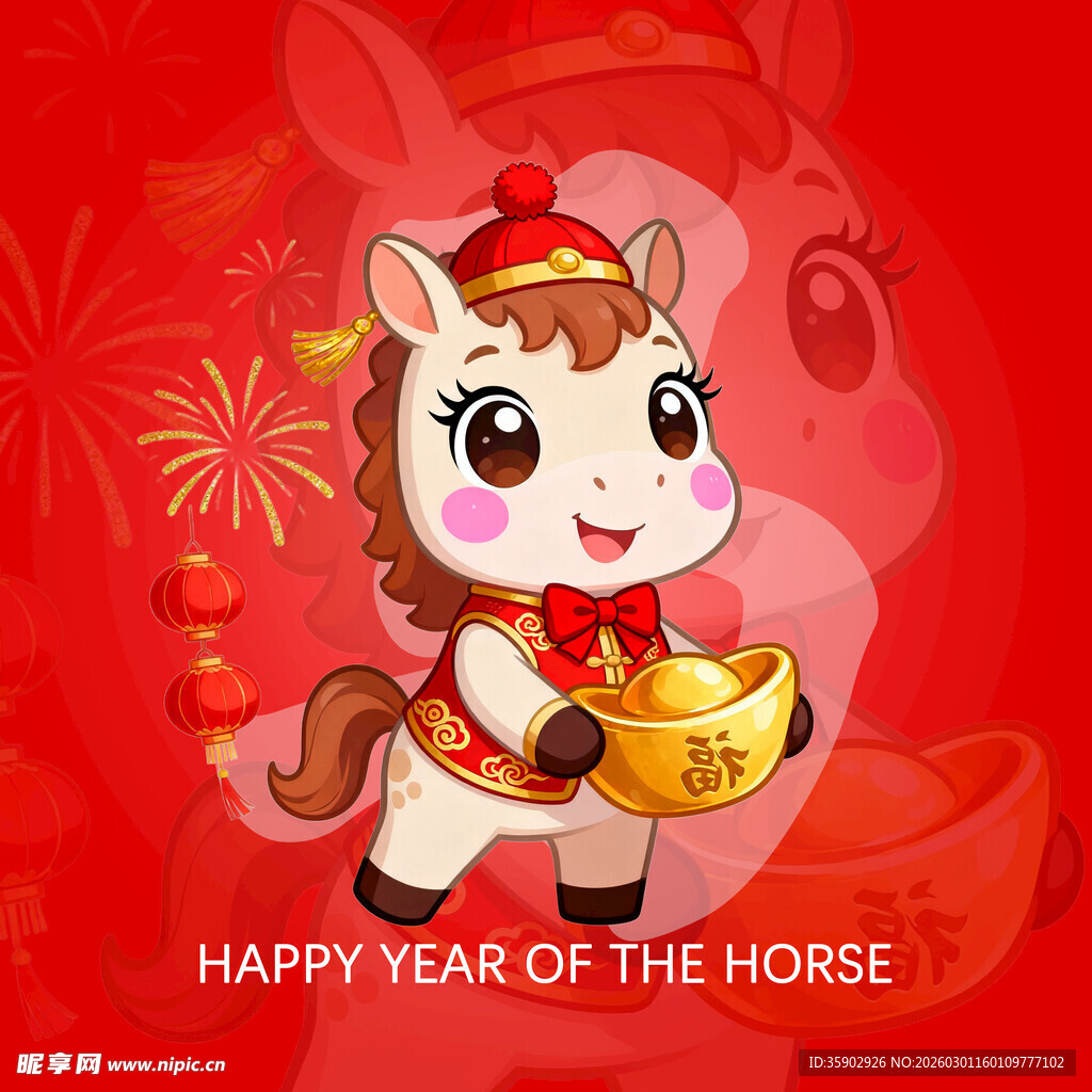 马年贺岁卡通小马形象