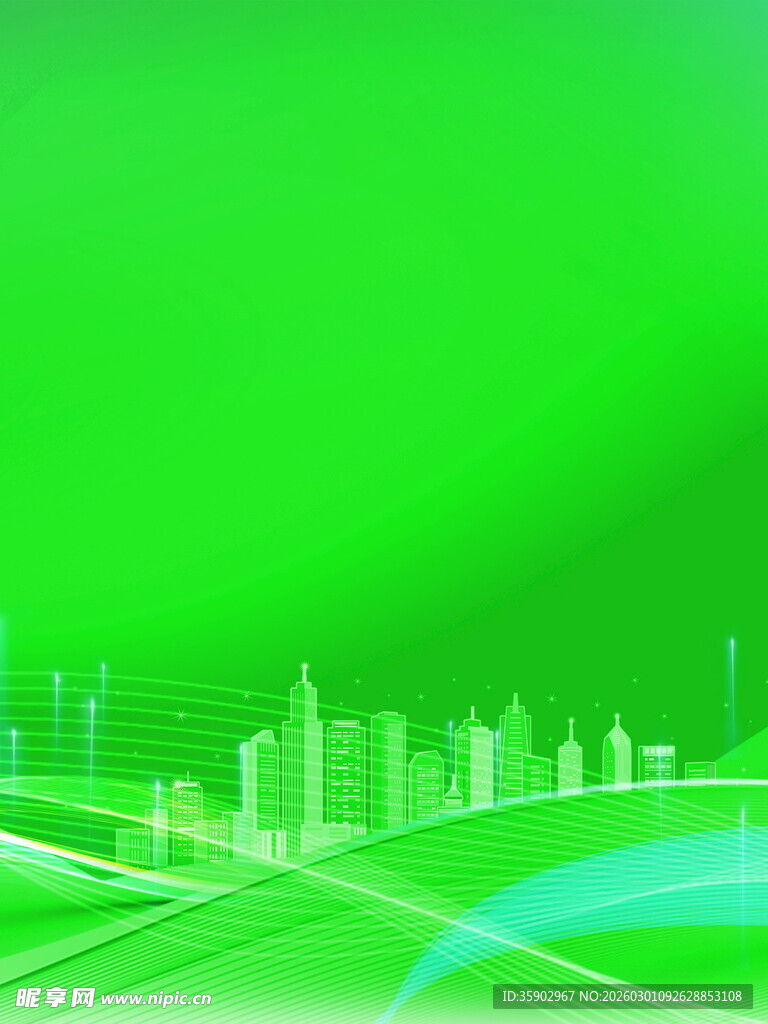 绿色城市天际线背景图