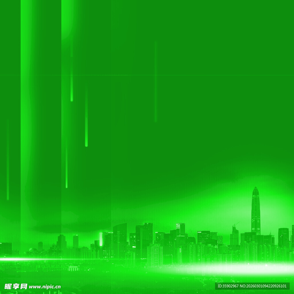 绿色科技城市夜景背景图
