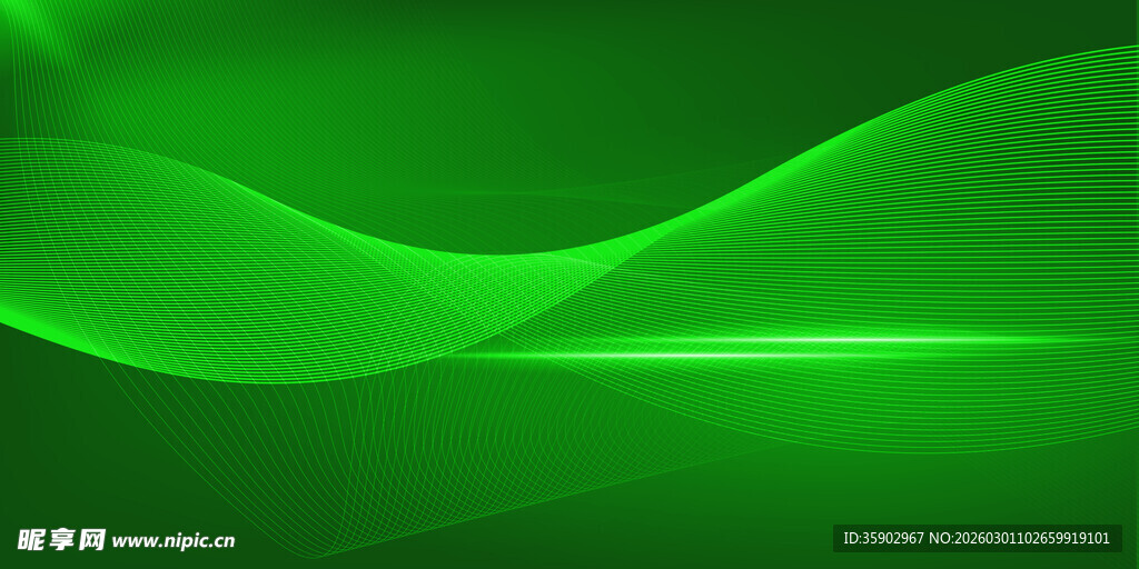 绿色动感光波背景图