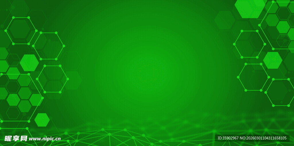 绿色科技风六边形背景图