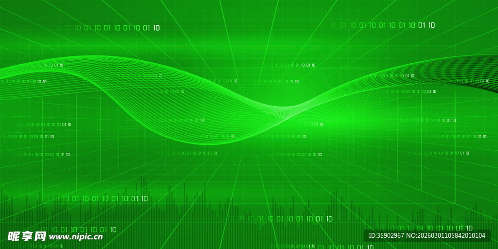 绿色科技动感线条背景图