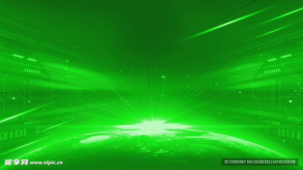 绿色炫光科技感背景画面