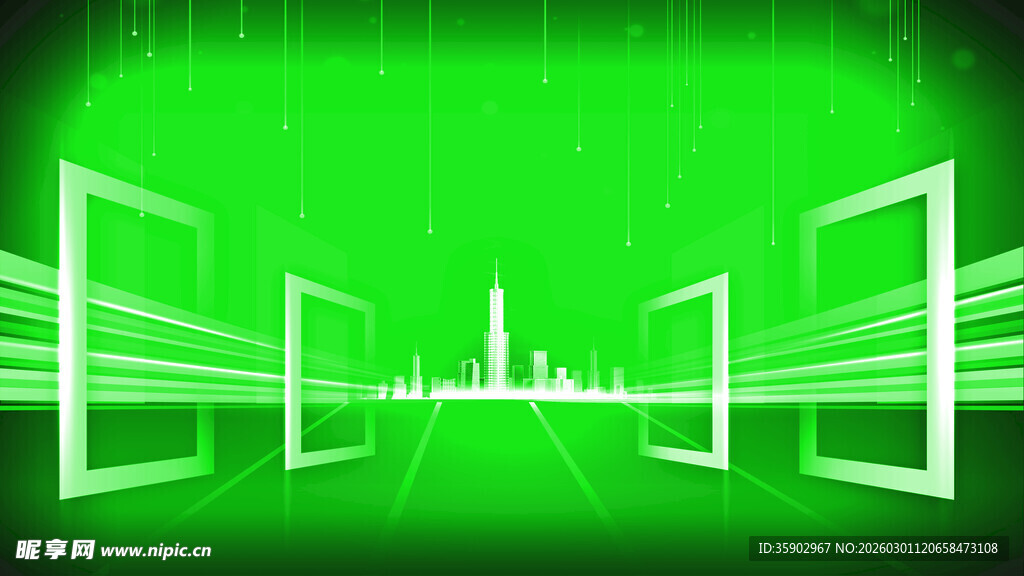 绿色光效城市窗框通道