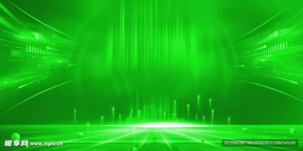绿色炫光科技感背景图
